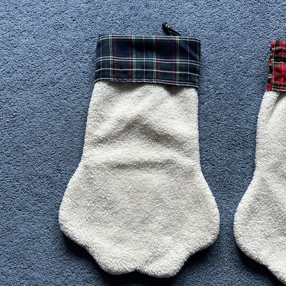 Lot Of 2 Dog Paw Print Christmas Holiday Winter Stockings - Picture 5 of 6